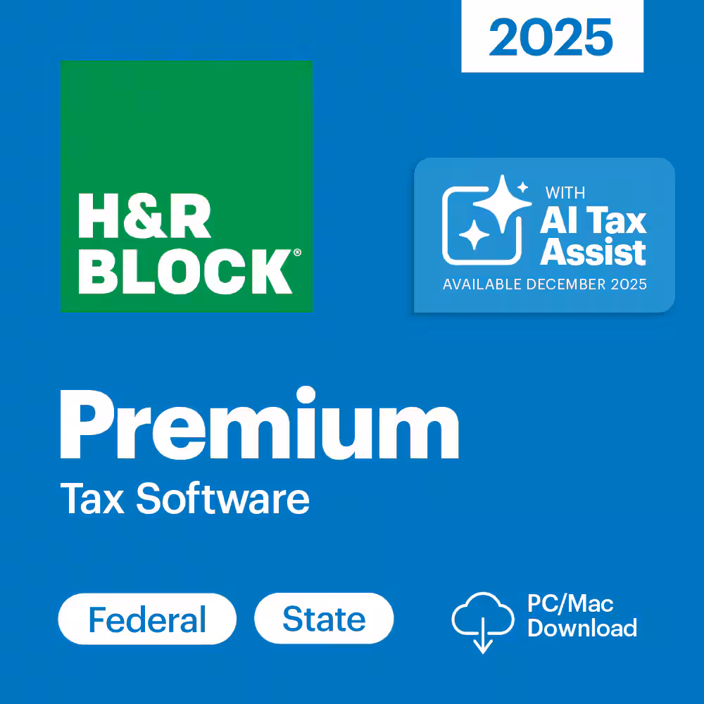 H&R Block Premium 2025 Tax Software (PC/Mac Download)
