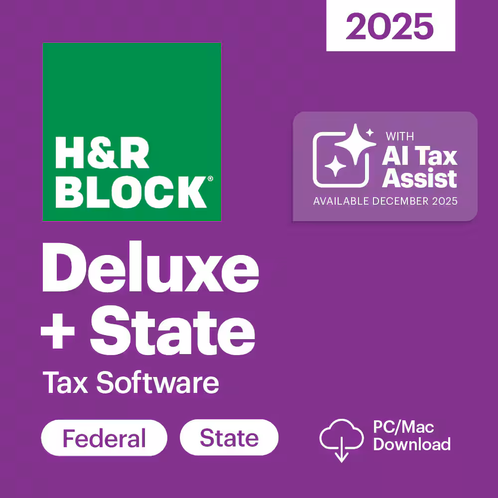 H&R Block Deluxe + State 2025 Tax Software (PC/Mac Download)